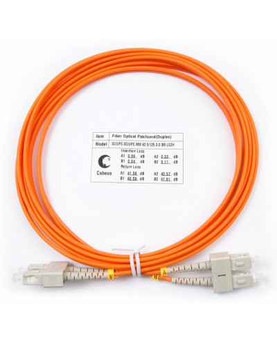 Шнур оптический duplex SC-SC 62,5/125 mm 3м LSZH Cabeus FOP-62-SC-SC-3m в Стерлитамаке Патч-корды оптические Pintop.ru
