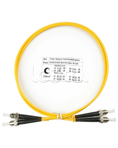 Шнур оптический duplex ST-ST 9/125 sm 1м LSZH Cabeus FOP(d)-9-ST-ST-1m в Стерлитамаке Патч-корды оптические Pintop.ru