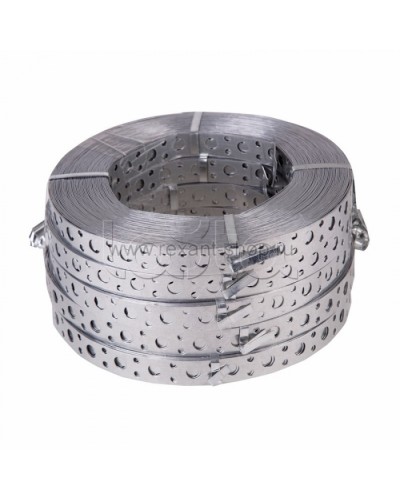 Лента полоса монтажная оцинкованная, перфорированная прямая 20 х 0,70 мм (рулон 25 м) REXANT (07-7107-4) в Стерлитамаке Крепежные изделия Pintop.ru