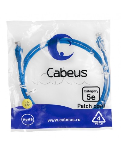 Патч-корд медный U/UTP кат.5е (1,5м) LSZH (синий) Cabeus (PC-UTP-RJ45-Cat.5e-1.5m-BL-LSZH) в Стерлитамаке Патчкорды (медные) Pintop.ru