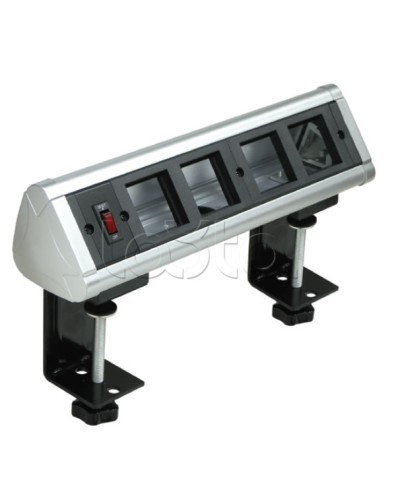 Блок настольный с выключателем нагрузки на 4 модуля (45х45мм) на струбцинах (алюминий) Экопласт 70314 в Стерлитамаке Аксессуары для кабель-канала Pintop.ru
