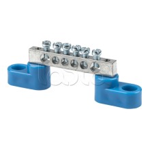 Шина "0" N (6x9мм) 6 отв. цинк 2 синих угловых изолятора EKF (sn1-63-06-2)