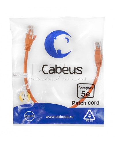 Патч-корд медный U/UTP кат.5е (0,3м) LSZH (оранжевый) Cabeus (PC-UTP-RJ45-Cat.5e-0.3m-OR-LSZH) в Стерлитамаке Патчкорды (медные) Pintop.ru