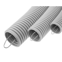 Труба гофрированная ПВХ тяжелая, с зондом диам. 32 мм (25м), огнестойкость E15-E90 Экопласт 11132-E90