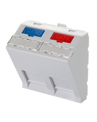 Адаптер 45 × 45 мм для 2 модулей Keystone, наклонный, белый Eurolan (16B-45-04WT) в Стерлитамаке Модули Keystone Pintop.ru