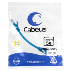 Патч-корд медный U/UTP кат.5е (0,15м) LSZH (синий) Cabeus (PC-UTP-RJ45-Cat.5e-0.15m-BL-LSZH)