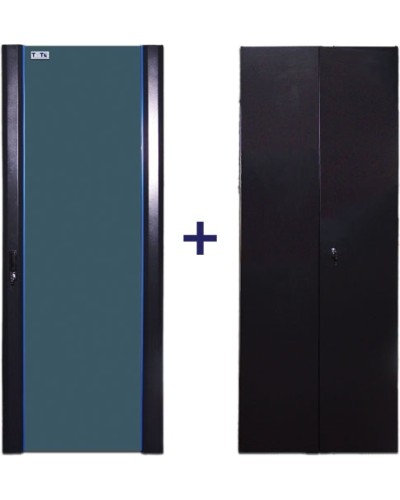 Комплект дверей 37U, 600 мм, черный, передняя - стекло, задняя - распашная металл TWT TWT-CBB-DR37-6x-S-G1 в Стерлитамаке Аксессуары для стоек и шкафов Pintop.ru