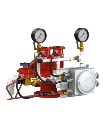 Узел управления дренчерный с комбинированным приводом Спецавтоматика УУ-Д100/1,6(Р,Э24,Г0,07)-ВФ.У3.1 (вариант с отводом) в Стерлитамаке Устройства пуска водяного пожаротушения Pintop.ru