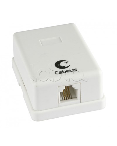 Розетка телефонная RJ-12(6P4C), одинарная, внешняя, белая Cabeus WS-6P4C-TEL-1 в Стерлитамаке Розетки компьютерные и телефонные Pintop.ru