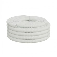 Труба ПП HF-FR гофрир. тяжелая, с зондом, без галогена, ПЛЛ 40мм Экопласт (61140HFR-W) - Труба ПП HF-FR гофрир. тяжелая, с зондом, без галогена, ПЛЛ диам.40мм ПВ-0 (20м) цвет белый 1 палл.=840м Экопласт