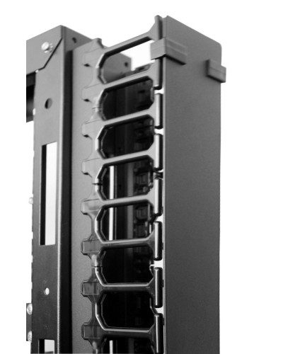 Вертикальный кабельный органайзер с пласт. пальцами для шкафов ШТК-СП-42.6.x, 2 компл ЦМО (ВКО-П-20/42U-9005) в Стерлитамаке Кабельные органайзеры Pintop.ru