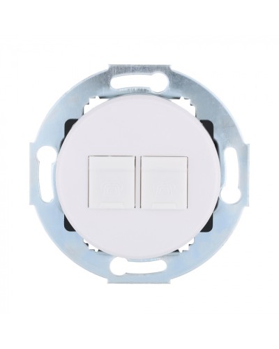 Розетка телефонная 2хRJ-12 с накладкой (белый) Vintage (885904-1) в Стерлитамаке Розетки компьютерные и телефонные Pintop.ru