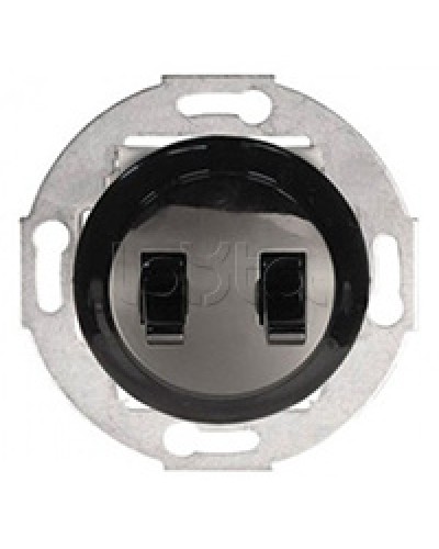 Экопласт Выключатель 2-рычажковый (схема 5) 10 A, 250 B (черный) Vintage в Стерлитамаке Розетки компьютерные и телефонные Pintop.ru