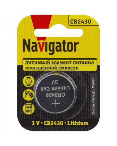 Элемент питания Navigator 93 828 NBT-CR2430-BP1 в Стерлитамаке Электротехническое оборудование Pintop.ru