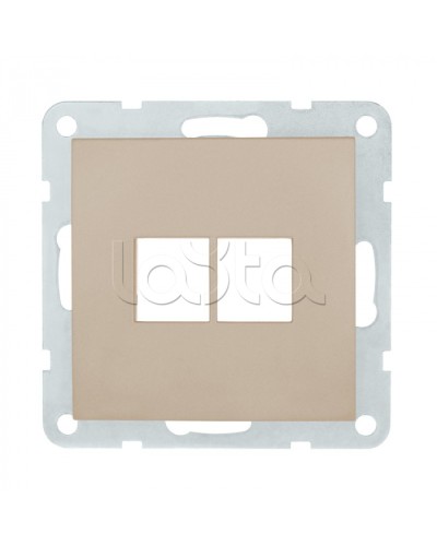 Накладка с суппортом розетки комп. и телеф. на 2 входа (шампань) БЕЗ механизма LK80 Экопласт (846206-0) в Стерлитамаке Розетки компьютерные и телефонные Pintop.ru