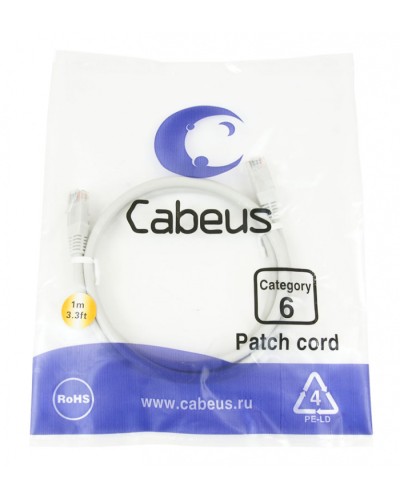 Шнур коммутационный 2xRJ-45/8P8C U/UTP кат.6 (1 м) Cabeus PC-UTP-RJ45-Cat.6-1m в Стерлитамаке Патчкорды (медные) Pintop.ru