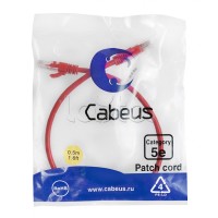 Патч-корд медный U/UTP кат.5е (0,5м) LSZH (красный) Cabeus (PC-UTP-RJ45-Cat.5e-0.5m-RD-LSZH)