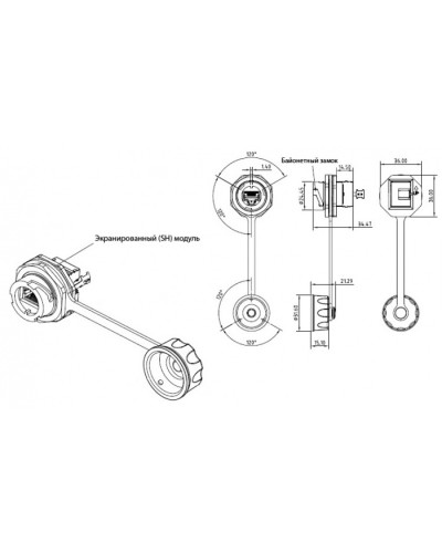 Промышленный модуль Keystone Jack RJ-45 (8P8C) Hyperline (KJ-IE-8P8C-C5e-180-SH-F-BK) в Стерлитамаке Патч-корды и пигтейлы Pintop.ru