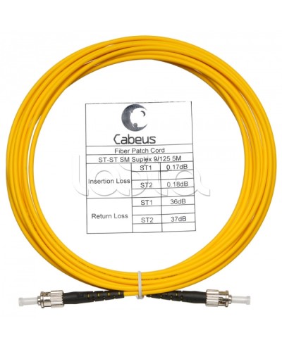 Шнур оптический simplex ST-ST 9/125 sm 5м LSZH Cabeus FOP(s)-9-ST-ST-5m в Стерлитамаке Патч-корды оптические Pintop.ru