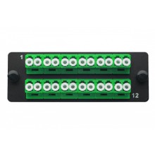 Комплект планка Q-SLOT с 12 адаптерами дуплекс LC OS2, монтажные шнуры, КДЗС Eurolan 38M-S2-2L-12BL