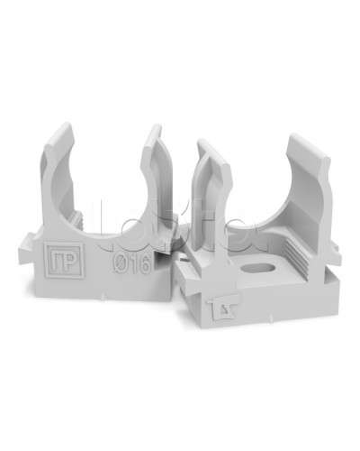 Крепеж-клипса для труб для монтажного пистолета серая в п/э д16 (100шт/1100шт уп/кор) Промрукав PR13.0119 в Стерлитамаке Держатели, клипсы, скобы Pintop.ru