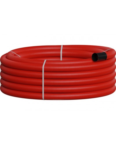 NR075 Двустенная труб.а ПНД гибкая, тип 450, SN18, с зондом, D75мм (20м) цвет красный Экопласт 801075-20 в Стерлитамаке Гладкая труба Pintop.ru