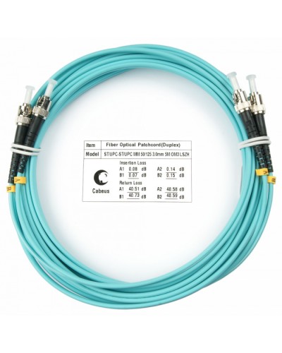 Шнур оптический duplex ST-ST 50/125 mm OM3 10м LSZH Cabeus FOP-50-ST-ST-10m в Стерлитамаке Патч-корды и пигтейлы Pintop.ru
