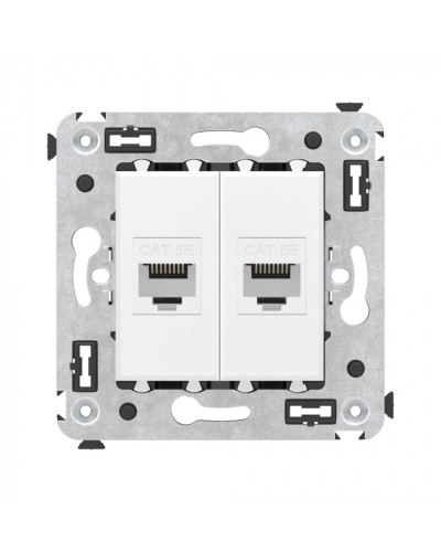 Компьютерная розетка RJ-45 без шторки в стену, кат.5е двойная, Avanti, Белое облако DKC 4400664 в Стерлитамаке Розетки компьютерные и телефонные Pintop.ru