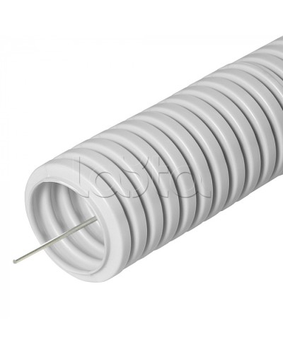 Труба ПВХ гибкая гофрированная д.16мм, лёгкая с протяжкой, 100м, цвет серый Cabeus (FCPL-16-PVC-100-1-GY) в Стерлитамаке Труба гофрированная Pintop.ru