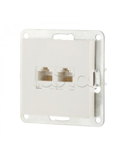 Розетка компьютерная двойная 2хRJ-45 кат.5е с накладкой (белый) LK80 Экопласт (846204-1) в Стерлитамаке Розетки компьютерные и телефонные Pintop.ru