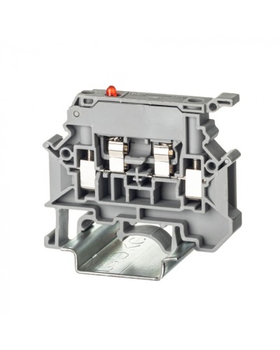 Клемма для предохранителя , винтовой зажим, 2 точки подключения, 4 кв.мм, серая DKC TUR-4-HESILED250 в Стерлитамаке Клеммные колодки Pintop.ru