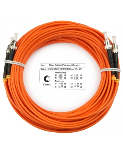 Шнур оптический duplex ST-ST 62,5/125 mm 25м LSZH Cabeus FOP-62-ST-ST-25m в Стерлитамаке Патч-корды оптические Pintop.ru