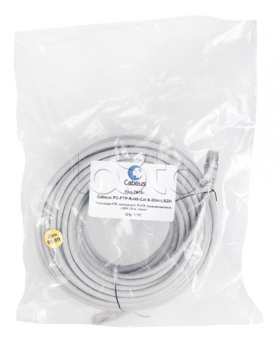 Патч-корд FTP, категория 6, F/UTP экранированный, LSZH, 20 м, серый Cabeus PC-FTP-RJ45-Cat.6-20m-LSZH в Стерлитамаке Патчкорды (медные) Pintop.ru