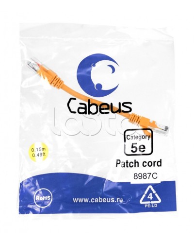 Патч-корд медный U/UTP кат.5е (0,15м) LSZH (оранжевый) Cabeus (PC-UTP-RJ45-Cat.5e-0.15m-OR-LSZH) в Стерлитамаке Патчкорды (медные) Pintop.ru