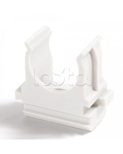 Крепёж-клипса для труб Полистирол белая д16 (100шт/2000шт уп/кор) Промрукав (PR.02716б) в Стерлитамаке Держатели, клипсы, скобы Pintop.ru