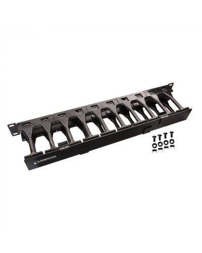 Кабельный органайзер 19 c пластиковыми пальцами глубиной 106 мм и крышкой, 1U LANMASTER (LAN-ORG-PF/S-1U) в Стерлитамаке Кабельные органайзеры Pintop.ru