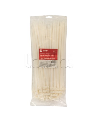 Хомут нейлоновый (7,2х300) (100шт.) EKF Basic (plc-c-7.2x300) в Стерлитамаке Стяжки-хомуты Pintop.ru