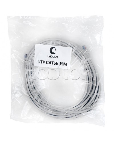 Патч-корд UTP, категория 5e, 15 м, неэкранированный, серый Cabeus PC-UTP-RJ45-Cat.5e-15m в Стерлитамаке Патчкорды (медные) Pintop.ru