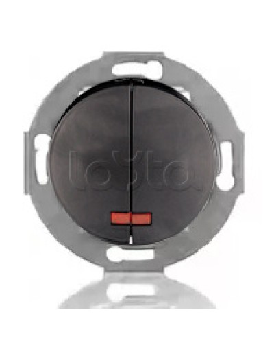 Выключатель двухклавишный Экопласт (схема 5L) с индикатором 10 A, 250 B (черный ) Vintage в Стерлитамаке Розетки компьютерные и телефонные Pintop.ru