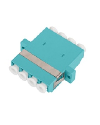 Адаптер NIKOMAX волоконно-оптический, соединительный, многомодовый, стандарта OM3, LC/UPC-LC/UPC, квадро, пластиковый, без шторки, с фланцами, аква, уп-ка 2шт. в Стерлитамаке Проходные адаптеры и розетки оптические Pintop.ru