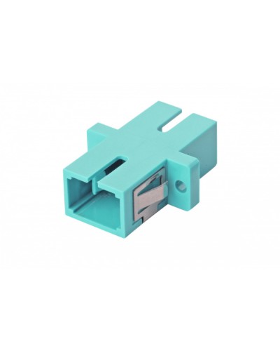 Оптический адаптер OM3, симплекс SC, с фланцами, бирюзовый Eurolan (36A-30-SC-02AQ) в Стерлитамаке Проходные адаптеры и розетки оптические Pintop.ru