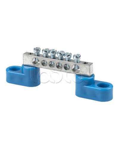 Шина 0 N (6x9мм) 6 отв. цинк 2 синих угловых изолятора EKF (sn1-63-06-2) в Стерлитамаке Аксессуары для стоек и шкафов Pintop.ru