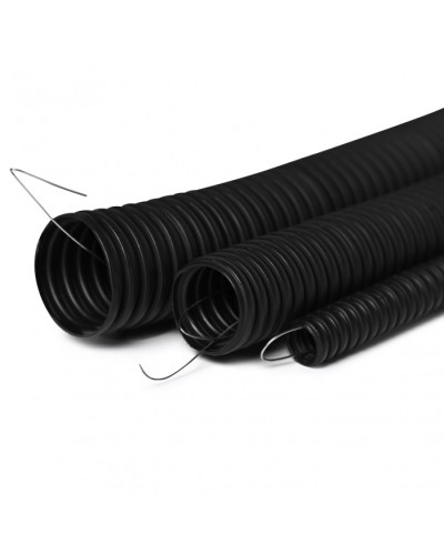 Труба гофрированная FRHF, трудногорючая, безгалогенная, 32 мм гибкая со стальной протяжкой, чёрная (50м) ПожТехКабель 713-004 в Стерлитамаке Труба гофрированная Pintop.ru