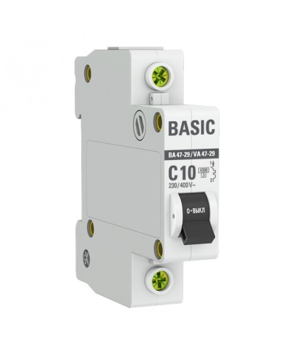 Автоматический выключатель 1P 10А (C) 4,5кА ВА 47-29 EKF Basic (mcb4729-1-10C) в Стерлитамаке Электротехническое оборудование Pintop.ru