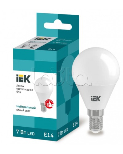 Лампа светодиодная LED 7вт E14 белый матовый шар ECO IEK (LLE-G45-7-230-40-E14) в Стерлитамаке Источники света(Лампы) Pintop.ru