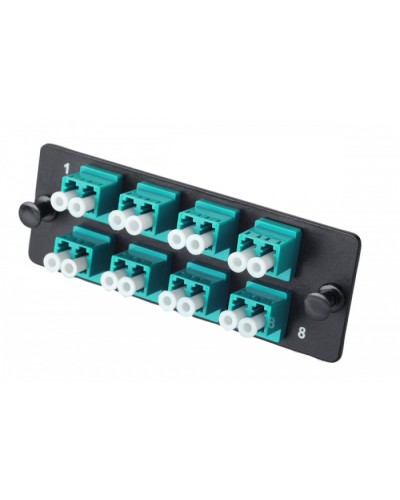 Комплект планка Q-SLOT с 8 адаптерами дуплекс LC OM3, монтажные шнуры, КДЗС Eurolan (38M-30-2L-08BL) в Стерлитамаке Кроссы оптические Pintop.ru