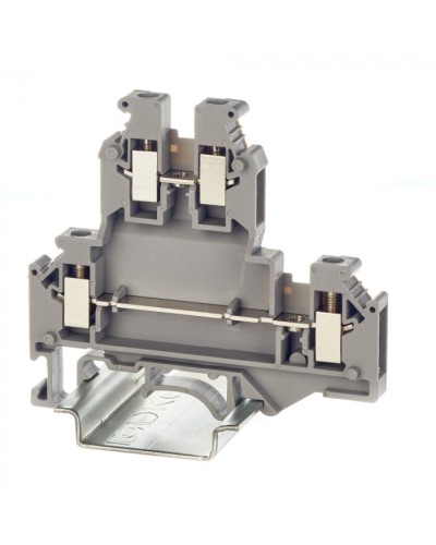 Клемма двухуровневая, винтовой зажим, 4 точки подключения, 2.5 кв.мм, серая DKC (KRUKB-3) в Стерлитамаке Клеммные колодки Pintop.ru