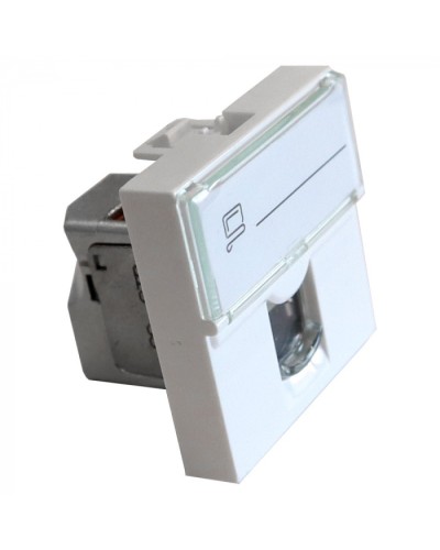 Вставка Mosaic 45x45, RJ-45 STP, кат.6, со шторкой и увеличенным окном маркировки, белая LANMASTER LAN-SIP-23S6-WH в Стерлитамаке Модули Keystone Pintop.ru