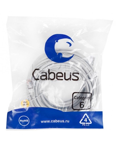Патч-корд FTP, категория 6, F/UTP экранированный, LSZH, 15 м, серый Cabeus PC-FTP-RJ45-Cat.6-15m-LSZH в Стерлитамаке Патчкорды (медные) Pintop.ru