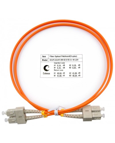 Шнур оптический duplex SC-SC 62,5/125 mm 1м LSZH Cabeus FOP-62-SC-SC-1m в Стерлитамаке Патч-корды оптические Pintop.ru